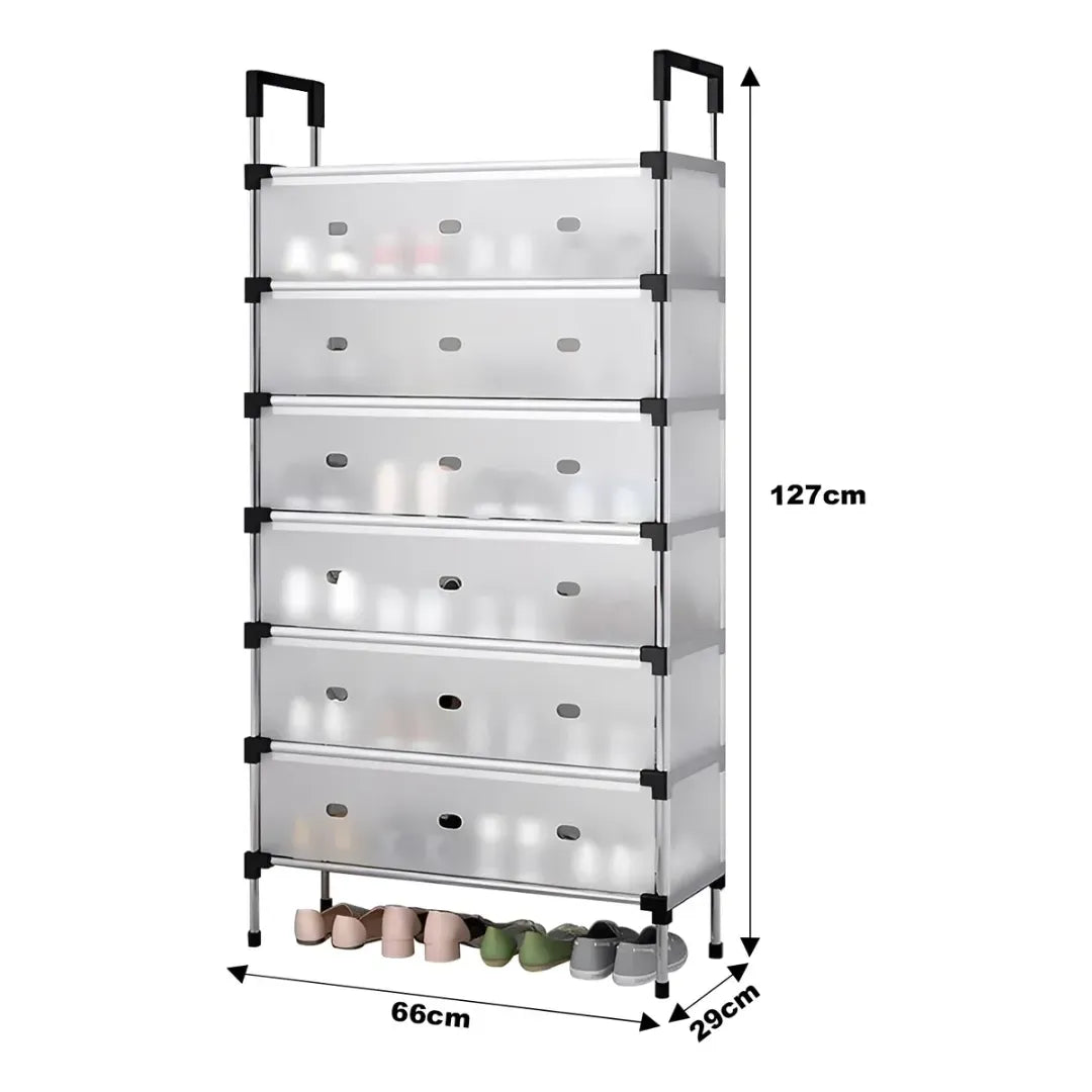 Organizador De Zapatos Metalico 7 Niveles Zapatero Con Tapa Blanco