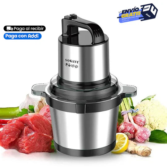 Picadora Eléctrica SOKANY® de 4L de Capacidad Con Potencia de 800 W