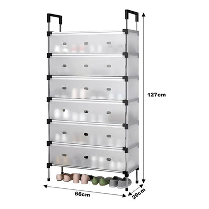 Organizador De Zapatos Metalico 7 Niveles Zapatero Con Tapa Blanco