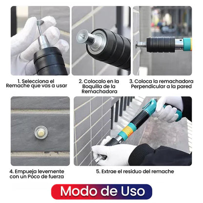 Kit de Pistola Remachadora Manual  Con Clavos de Acero Fulminantes