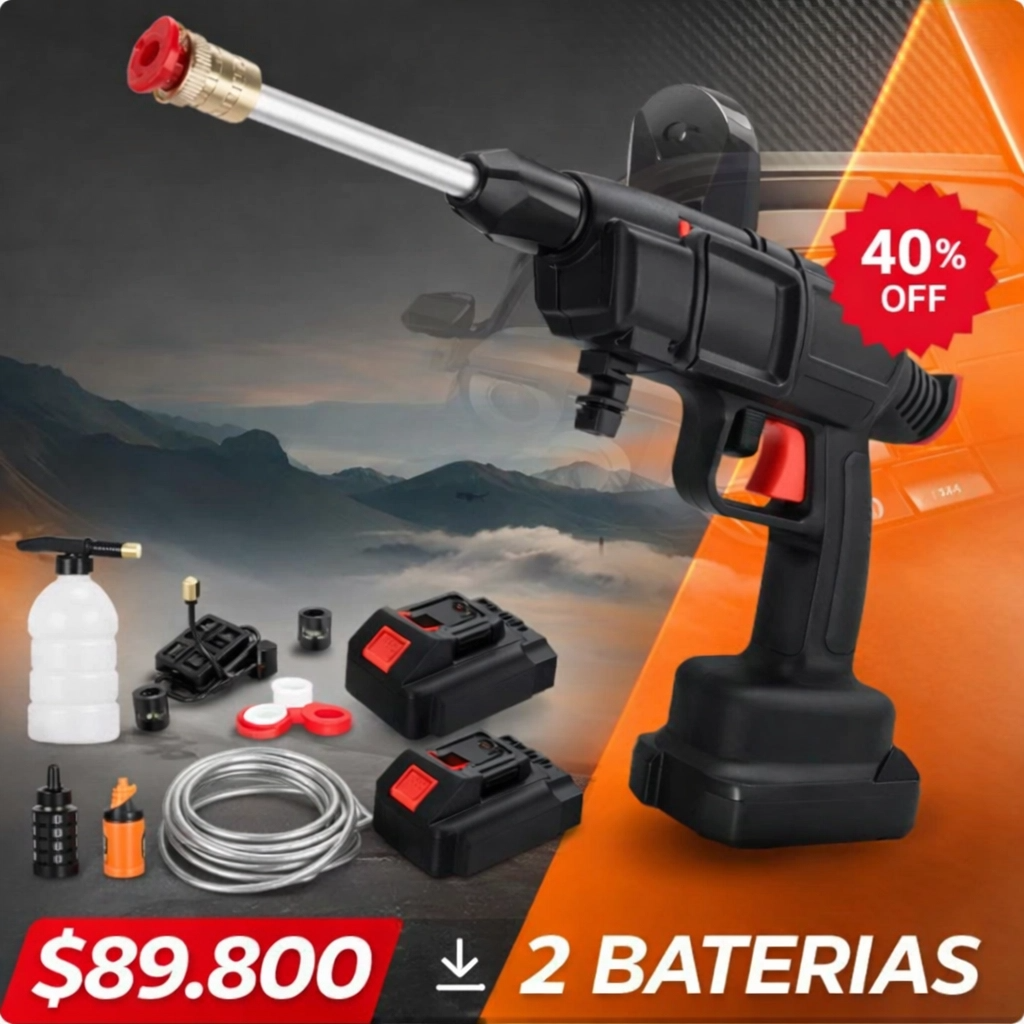HIDROLAVADORA PORTATIL ALTA PRESIÓN DOBLE BATERIA