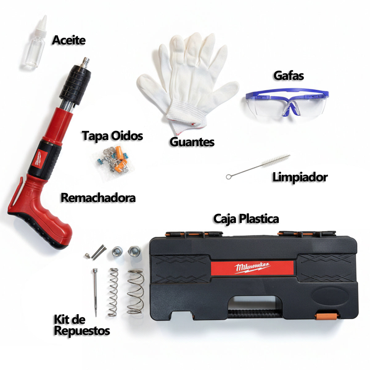 Kit de Pistola Remachadora Manual  Con Clavos de Acero Fulminantes